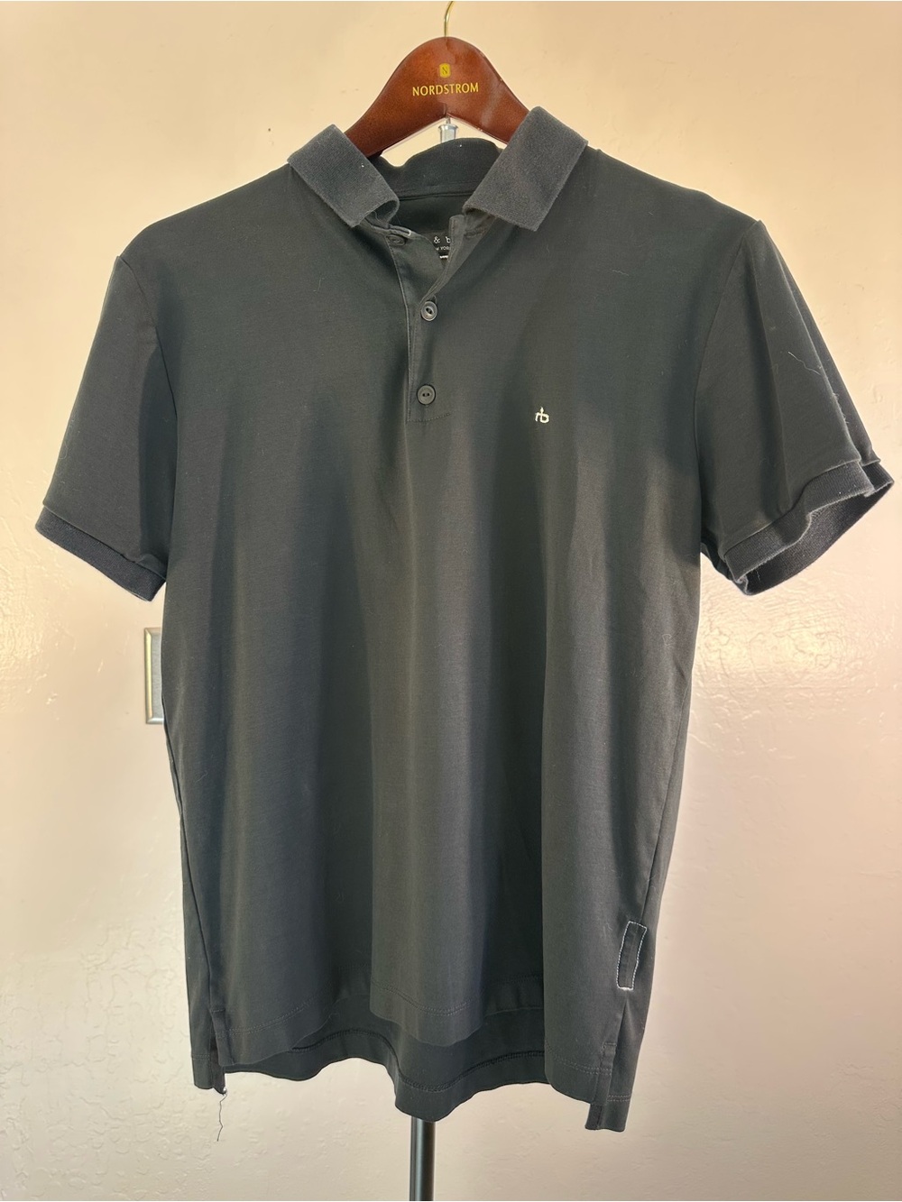 rag & bone Black Short-Sleeve Polo